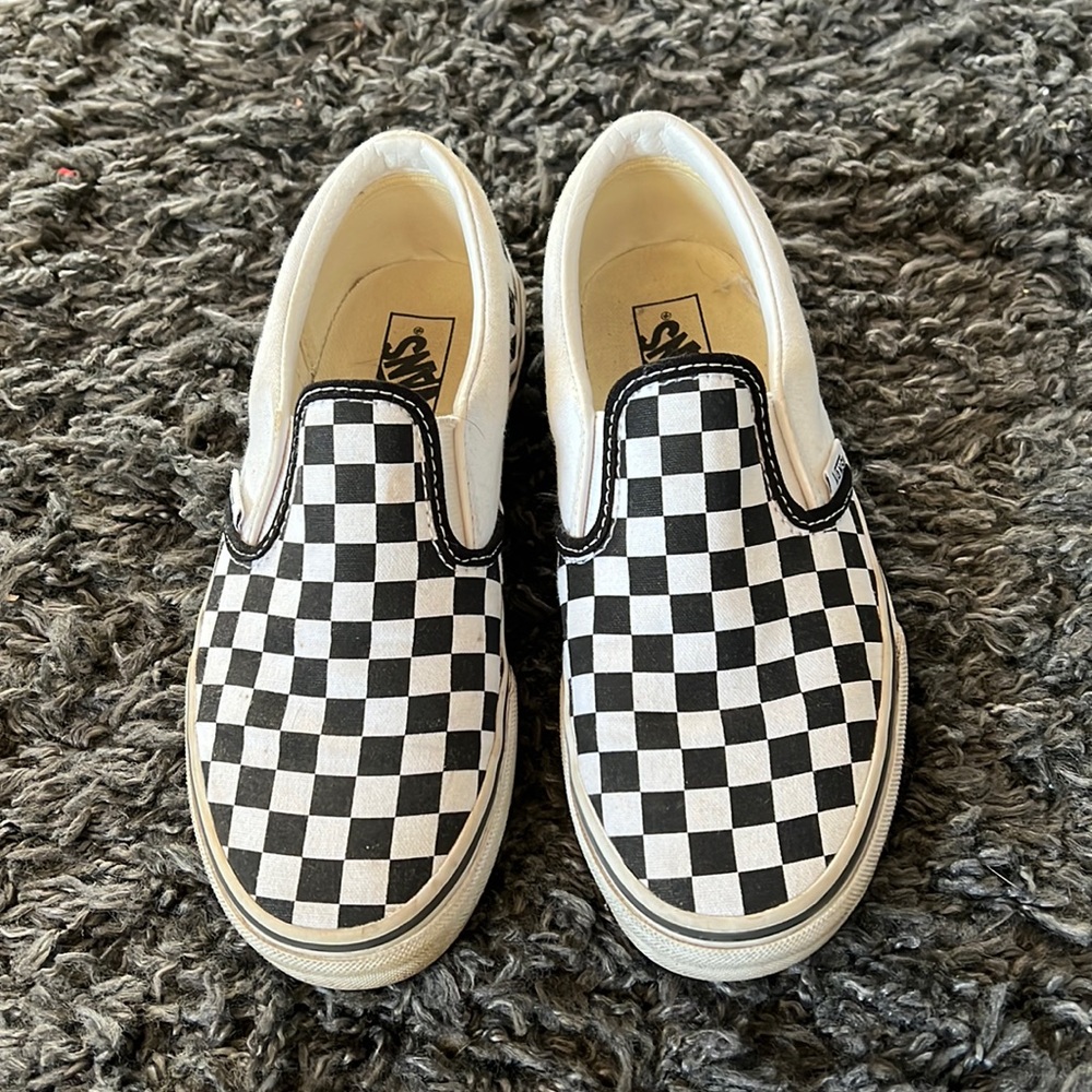 Checkered Vans, kids 3, fairly worn